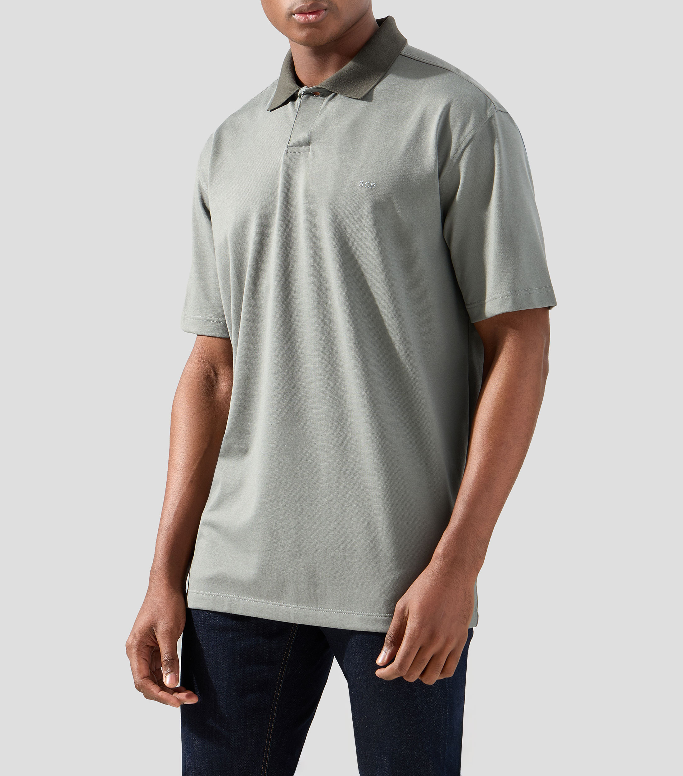 Playera tipo polo manga corta lisa Hombre